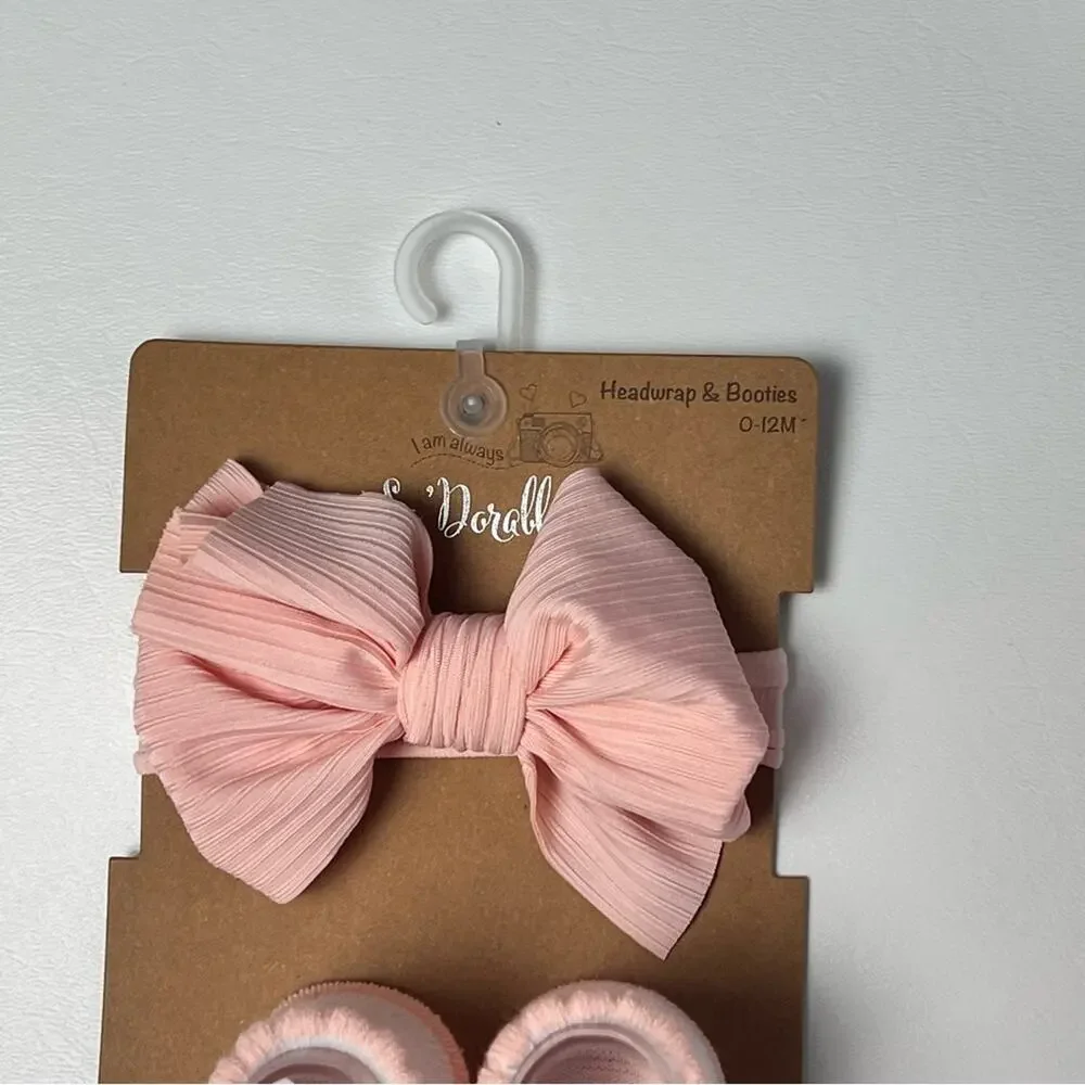 So Dorables Baby Girl’s Headerap and Booties Sz 0-12M